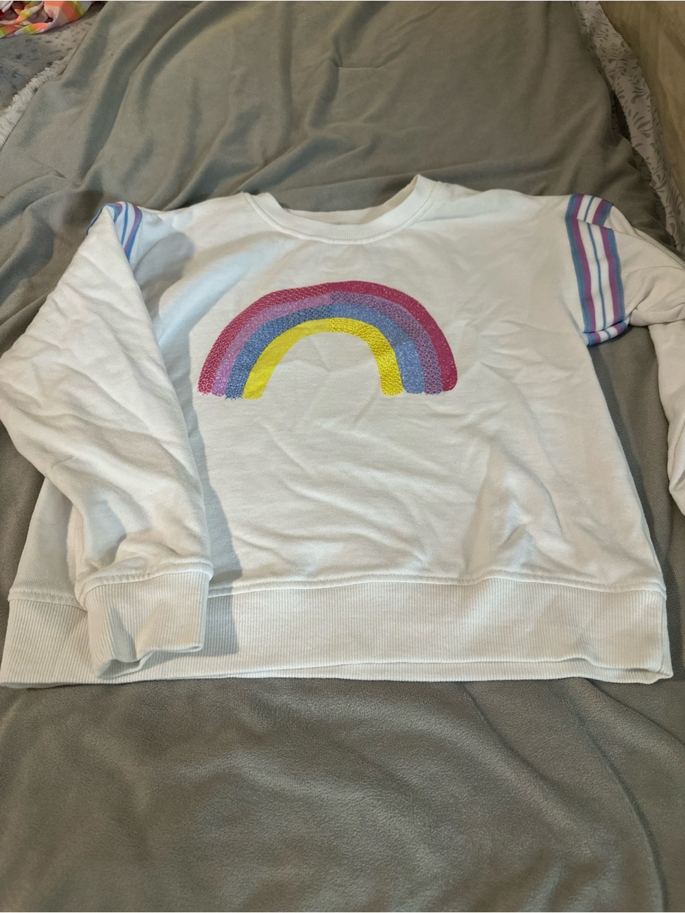 Dip NWOT Girls' White Rainbow Graphic Sweatshirt
